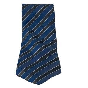 Gattonero Blue Gray Striped All Silk Made In Italy Men's Neck Tie Business